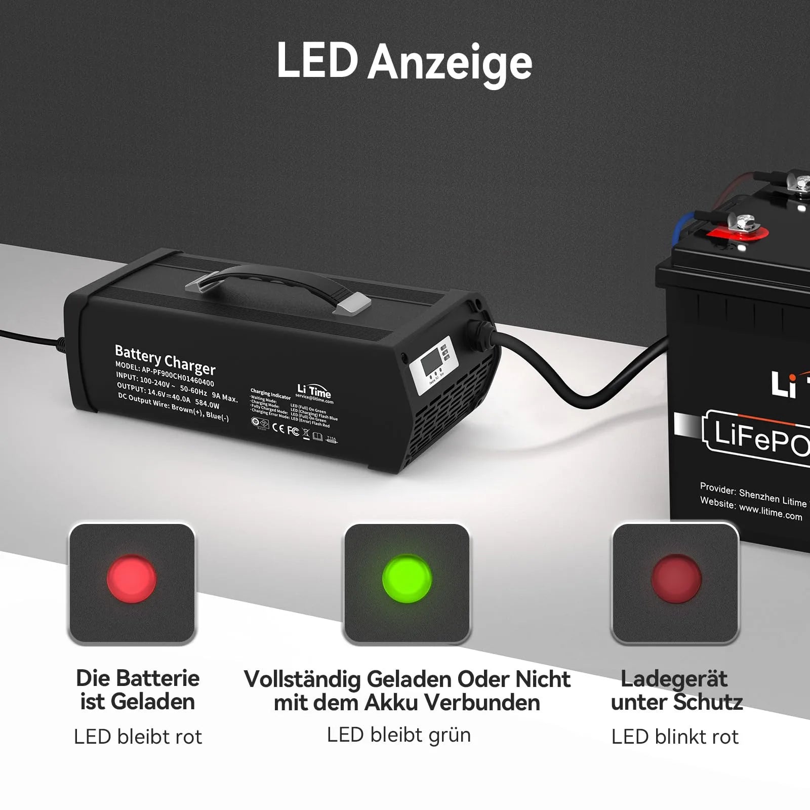 Ładowarka akumulatorów litowych LiTime 14,6 V 40 A do akumulatorów litowych LiFePO4 12 V