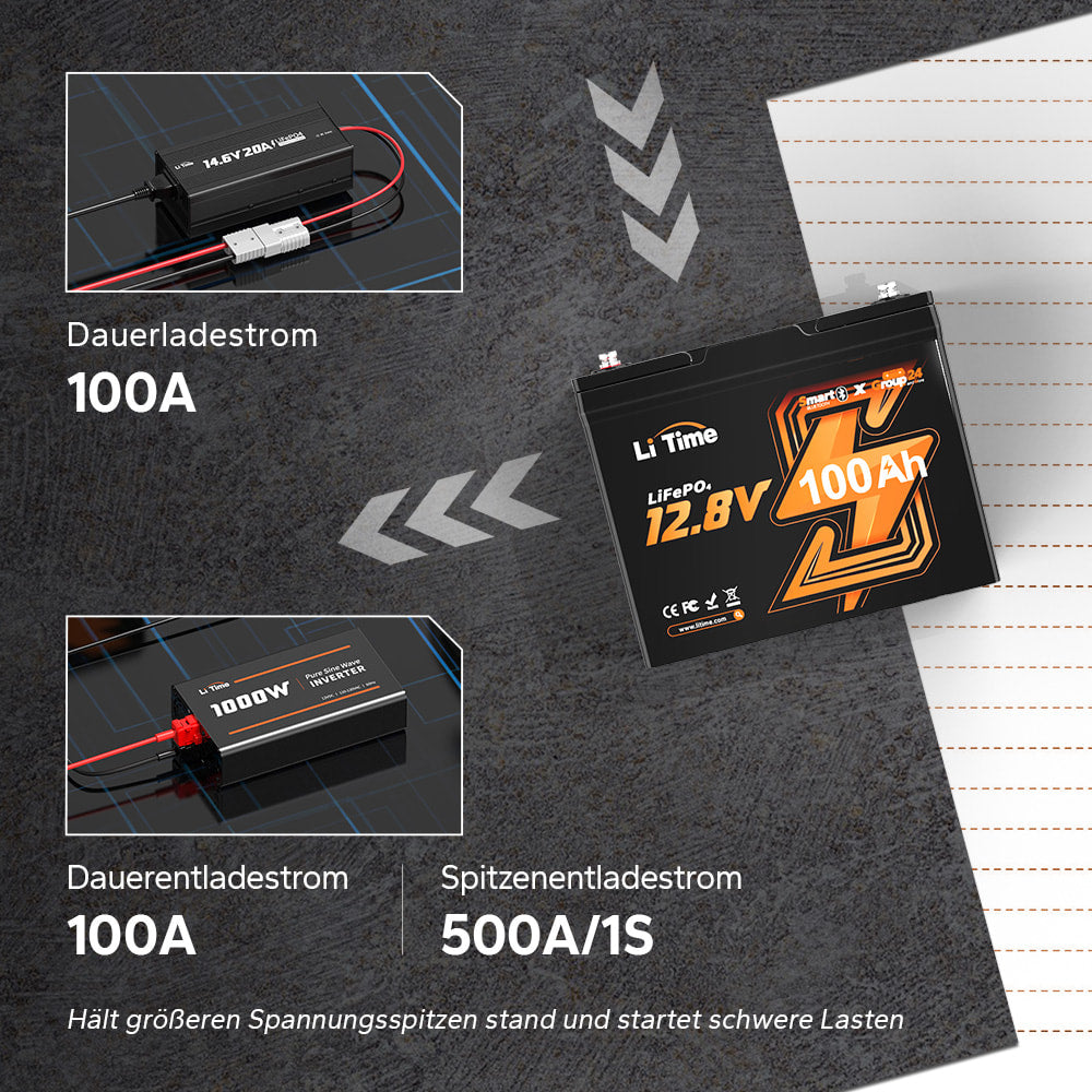 12v 100ah Batterie mit verschiedenem Zubehör