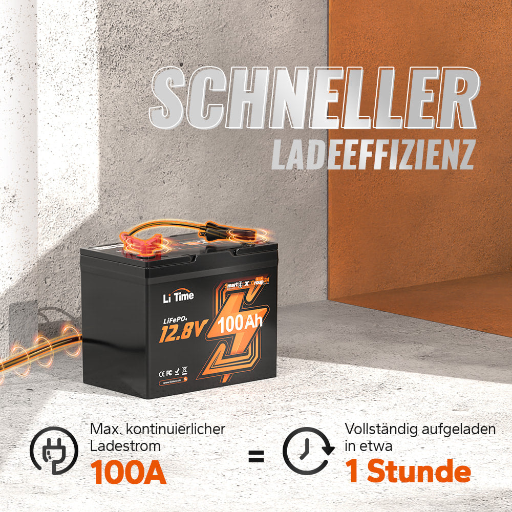 12V 100Ah Batterie Group verfügt über schnellere Ladeeffizienz