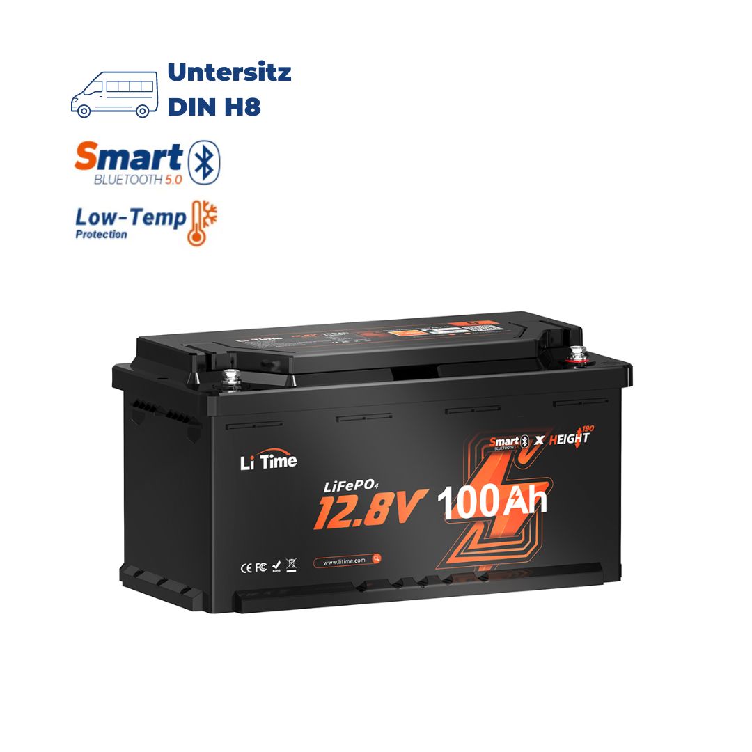 12V 100Ah Wohnmobil Untersitz Lithium mit Bluetooth 