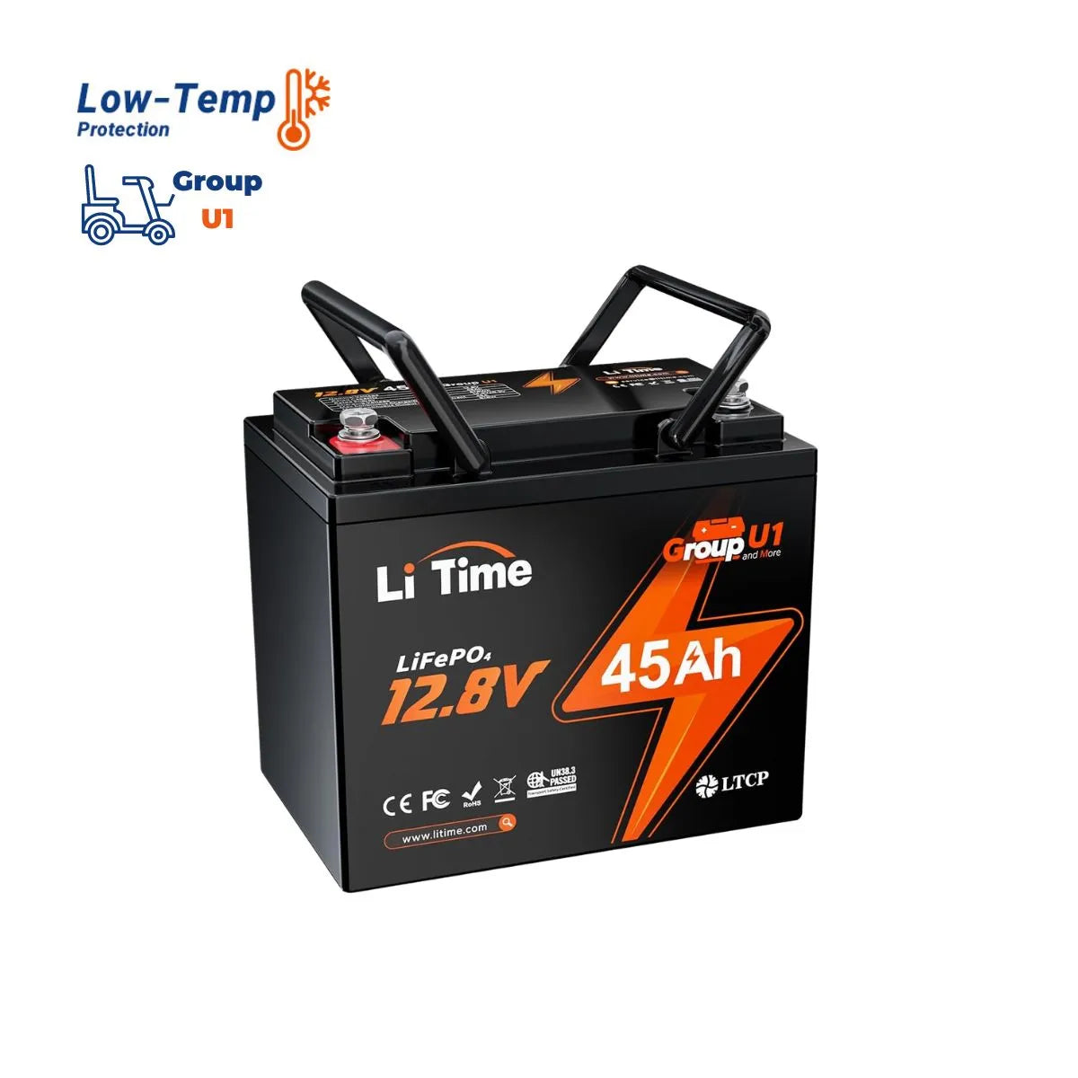 LiTime 12V 45Ah Group U1 Lithium-Batterie 