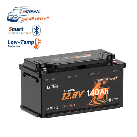 12V 140Ah H190 Deep Cycle Lithium-Batterie mit Bluetooth – Unter-Sitzlösung für Wohnmobile