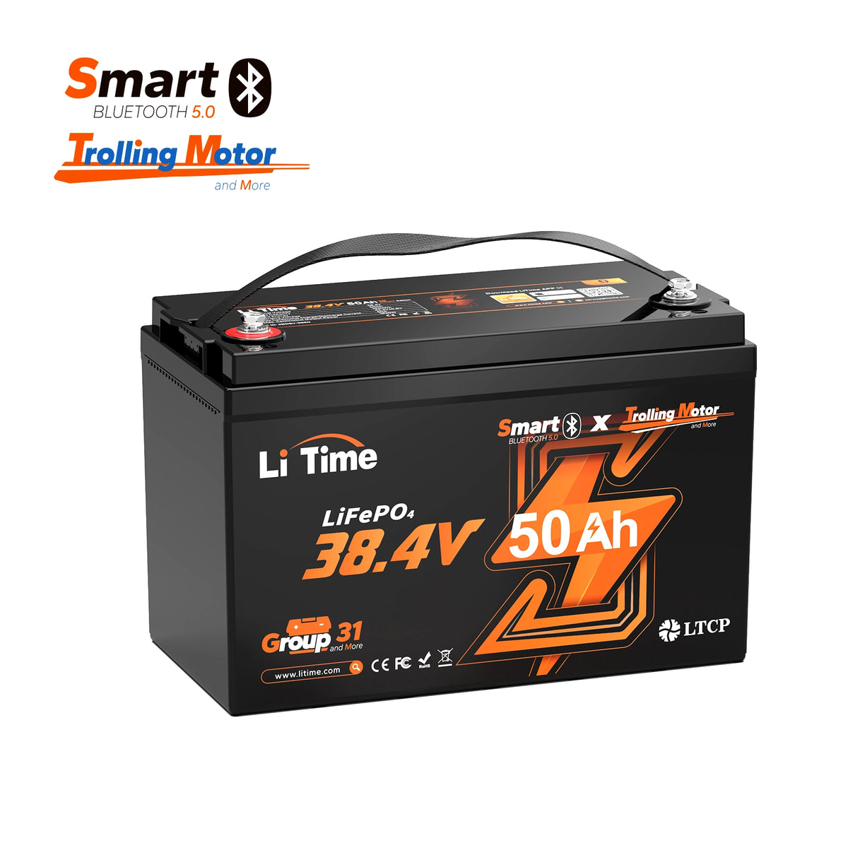 ⚡Precio anticipado de preventa: 499,99 €⚡LiTime 36V 50Ah Batería de litio Bluetooth Grupo 31 Motor de pesca por curricán marino