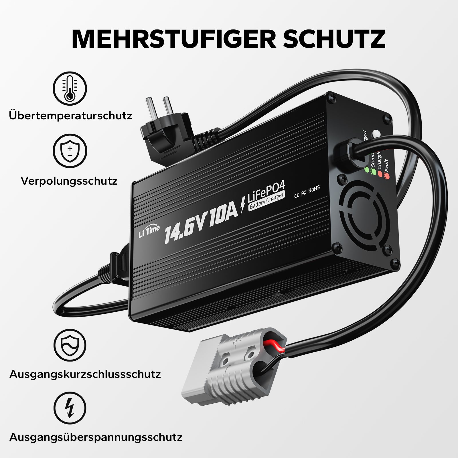 LiTime 14.6V 10A Lithium Batterieladegerät für 12V LiFePO4 Lithium Batterie