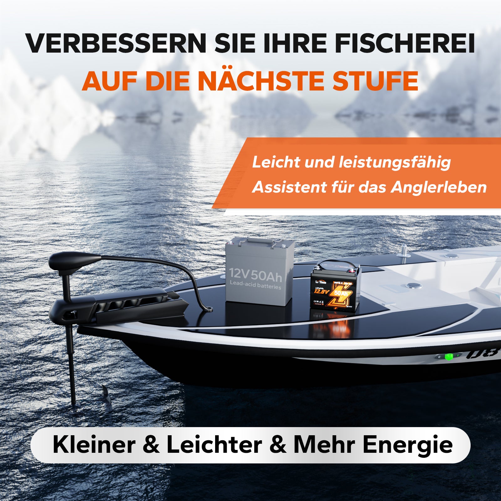 die Vergleich zwischen LiTime 12V 50Ah TM Lithium Batterie für Boot und 12V 50Ah Blei-Säure-Batterie