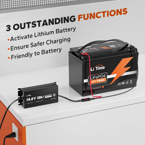 LiTime 12V 10A Lithium-Bordbatterieladegerät IP65 Wasserdicht