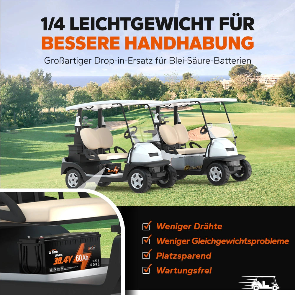 LiTime 36V 60Ah Kart und Golfwagen Deep Cycle Lithium Batterie