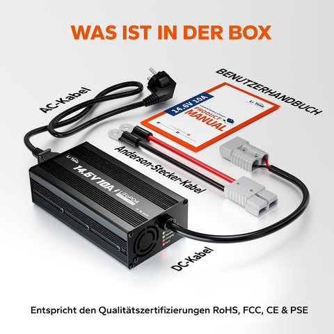 LiTime 14.6V 10A Lithium Batterieladegerät für 12V LiFePO4 Lithium Batterie