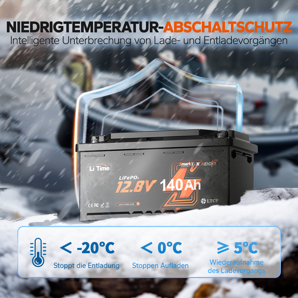 12V 140Ah H190 Batterie mit Niedrigtemperatur-Schutz – Laden ab 0°C, Entladen bis -20°C