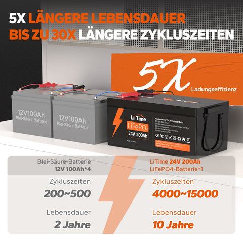 【0% MwSt.】2* LiTime 24V 200Ah Batterien & 1* kostenloses 29,2V 20A Ladegerät🆓