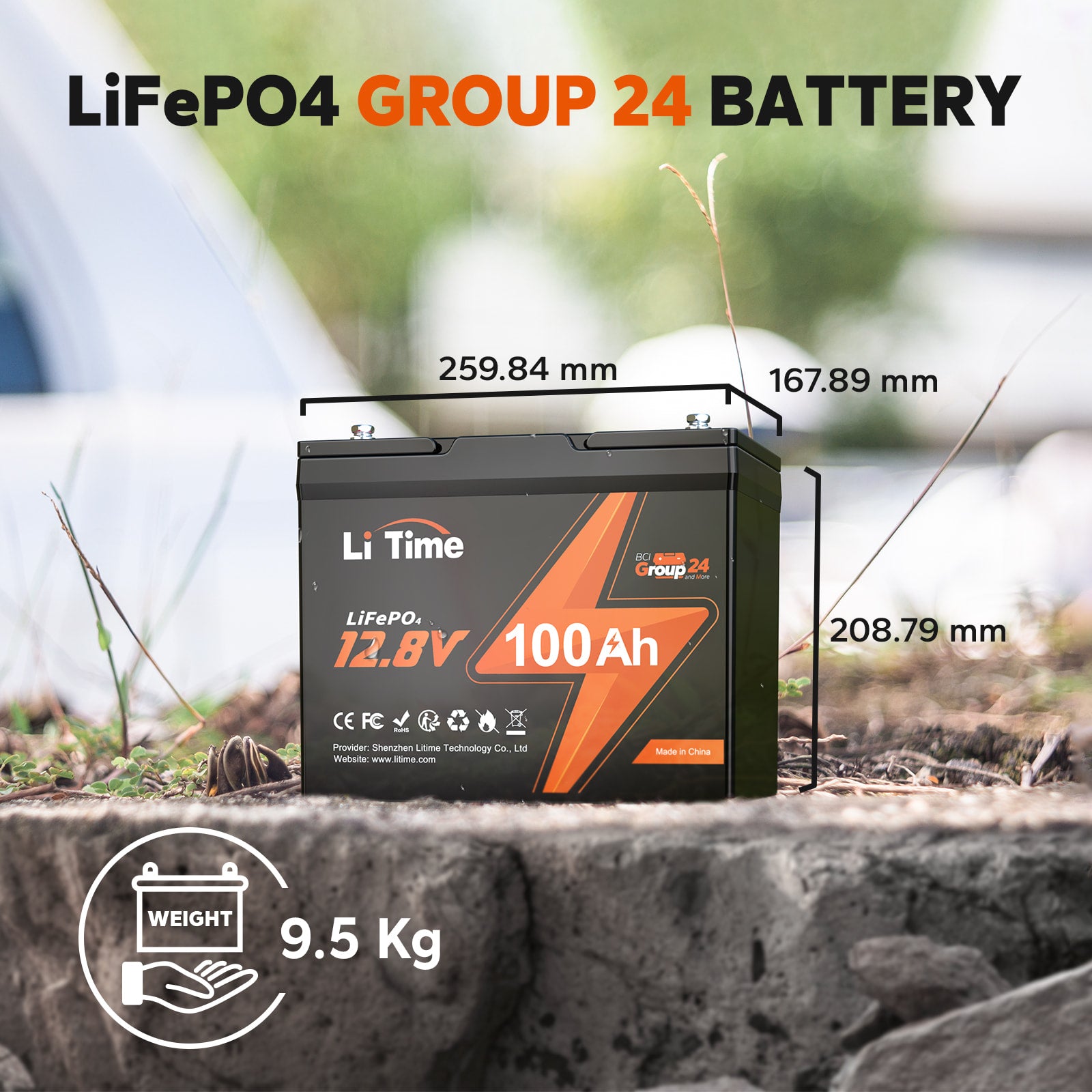 Die Größe der 12V 100Ah Batterie Group 24