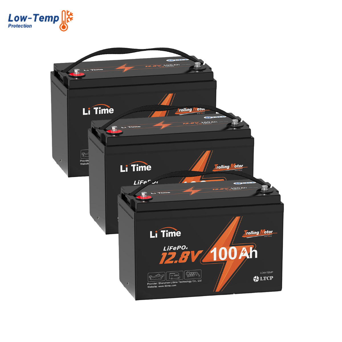 LiTime 12V 100Ah TM LiFePO4-Bootsbatterie mit Tieftemperaturschutz für Elektromotoren