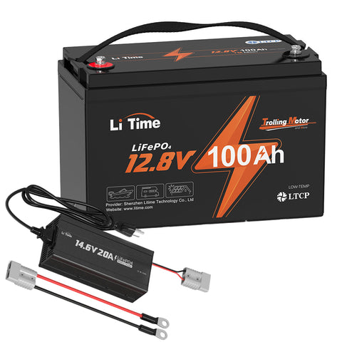 LiTime 12V 100Ah TM LiFePO4-Bootsbatterie mit Tieftemperaturschutz für Elektromotor