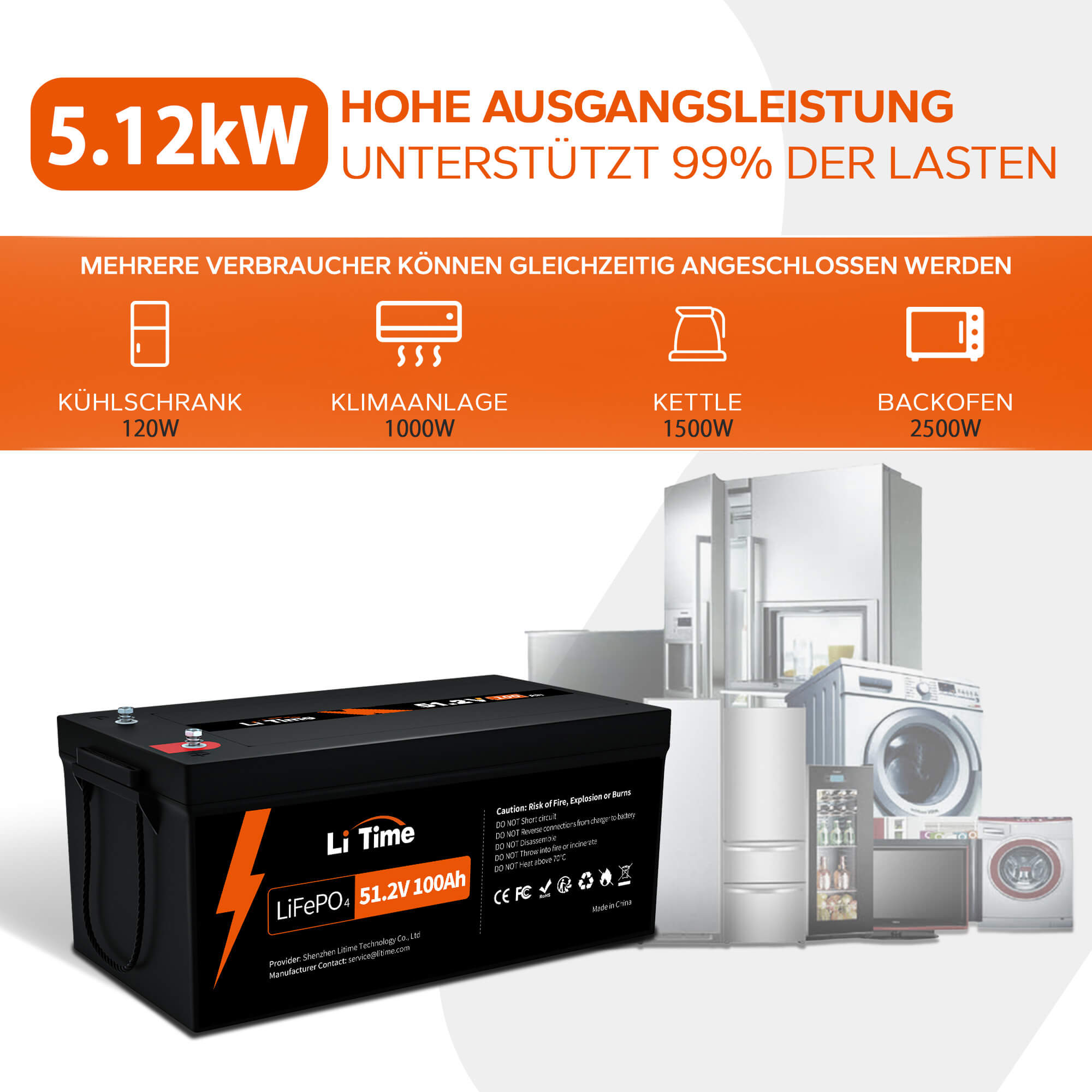 Endpreis: €514,99 LiTime 24V 100Ah Lithium LiFePO4 Batterie