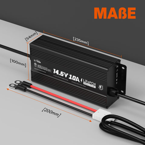 Ładowarka akumulatorów litowych LiTime 14,6 V 10 A do akumulatora litowego 12 V LiFePO4