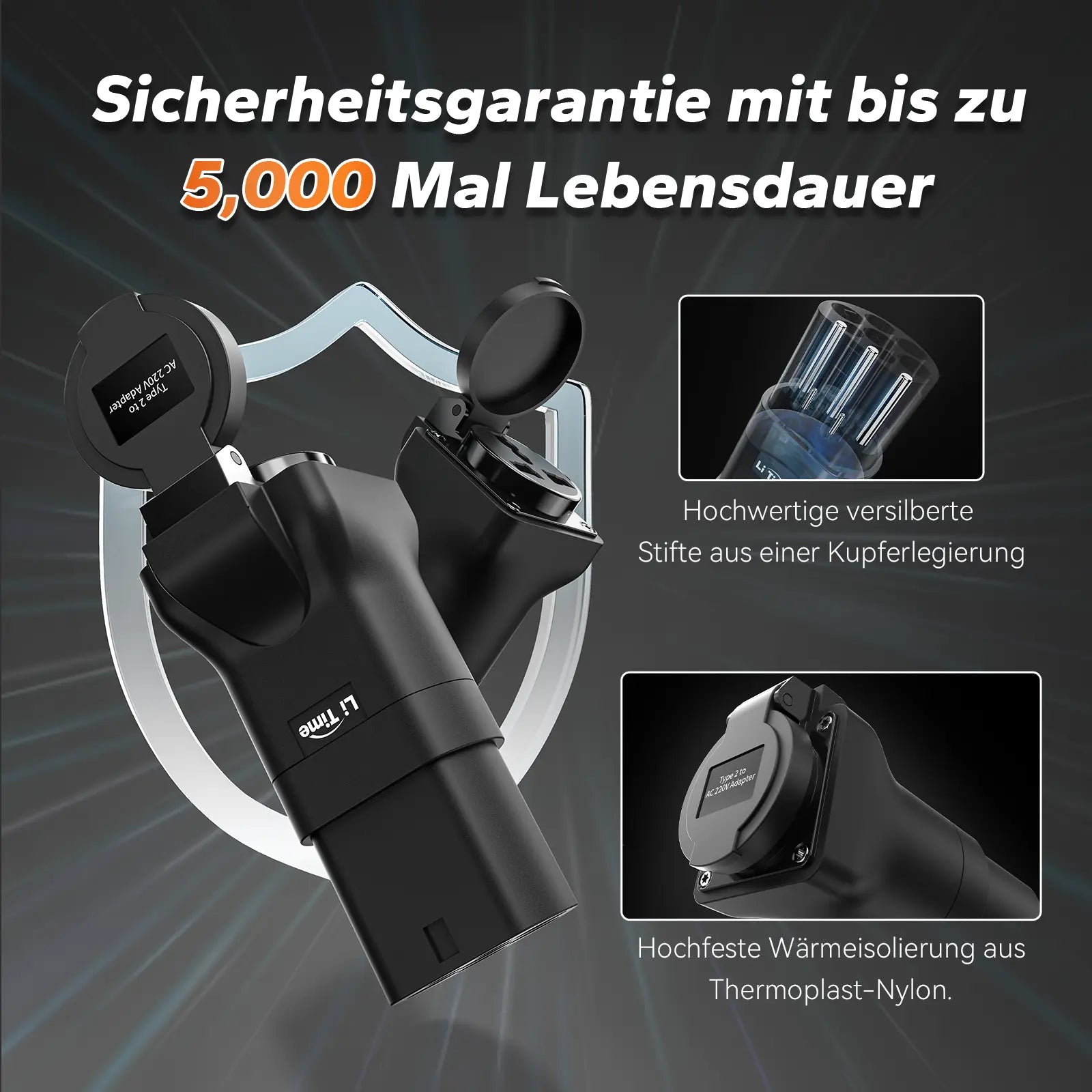 Universeller AC-EV-Ladestation-Adapter Typ 2 auf Schuko Stecker, ideal für E-Bikes, Scooter und Lithium-Batterieladegeräte