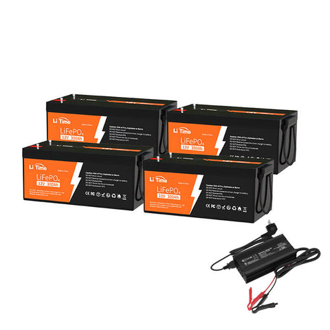 4 pack LiTime 12V 300Ah Batterien & 1x kostenloses 14.6V 20A Ladegerät