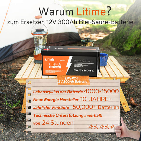 4 pack LiTime 12V 300Ah Batterien & 1x kostenloses 14.6V 20A Ladegerät